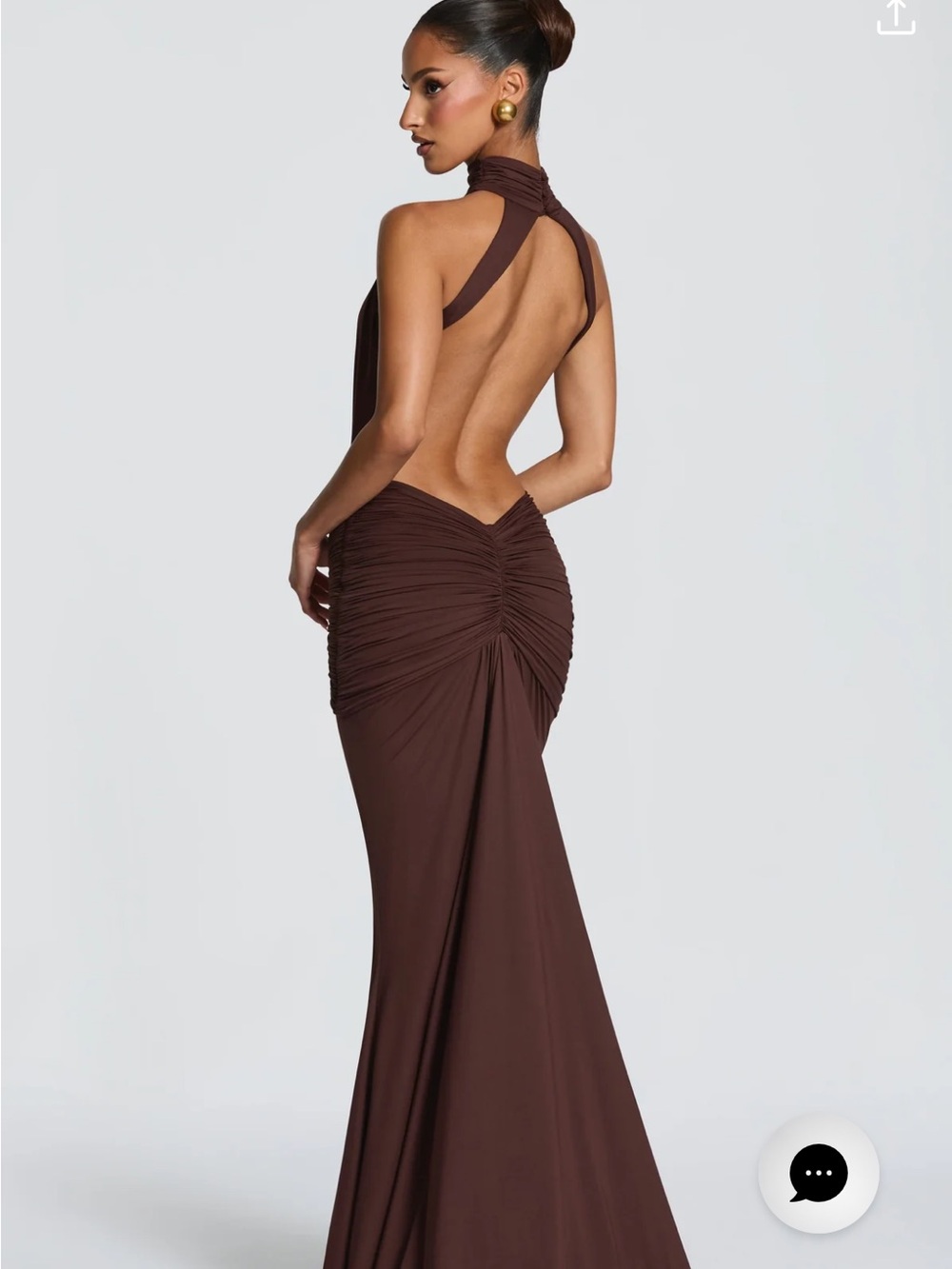 Brown Halter Cutout Evening Dress - Babyboo - Picture 4 of 7